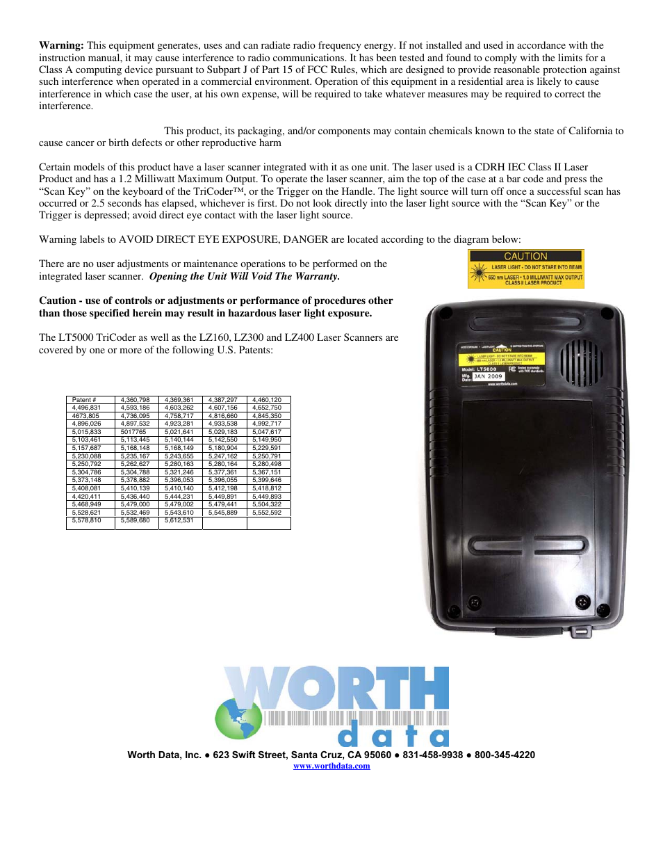 Worth Data 5000 User Manual | Page 2 / 126