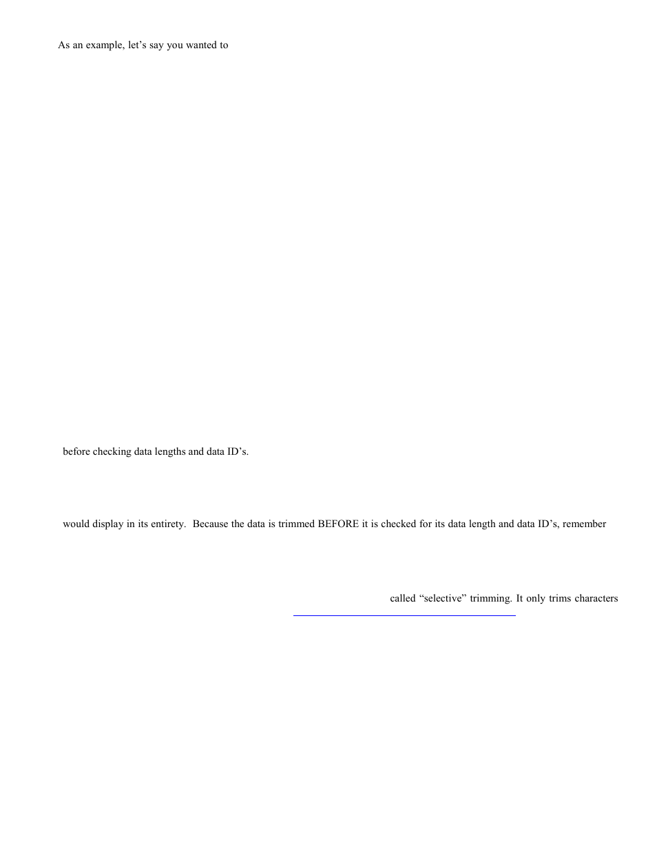 Trimming data from a field, Padding data with zeros or spaces | Worth Data 5000 User Manual | Page 72 / 126