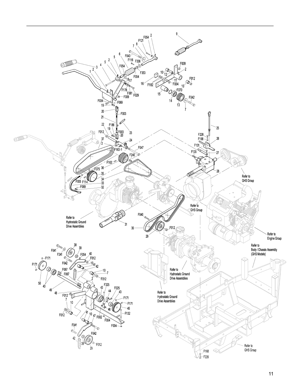 Main component power transmission (ghs models) | Walker MC (16 HP) User Manual | Page 13 / 64