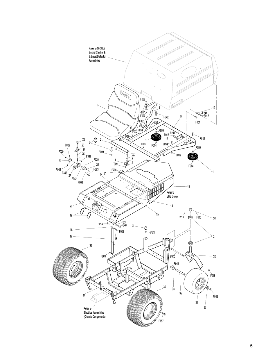 Body / chassis assembly (ghs models) | Walker MC (16 HP) User Manual | Page 7 / 64