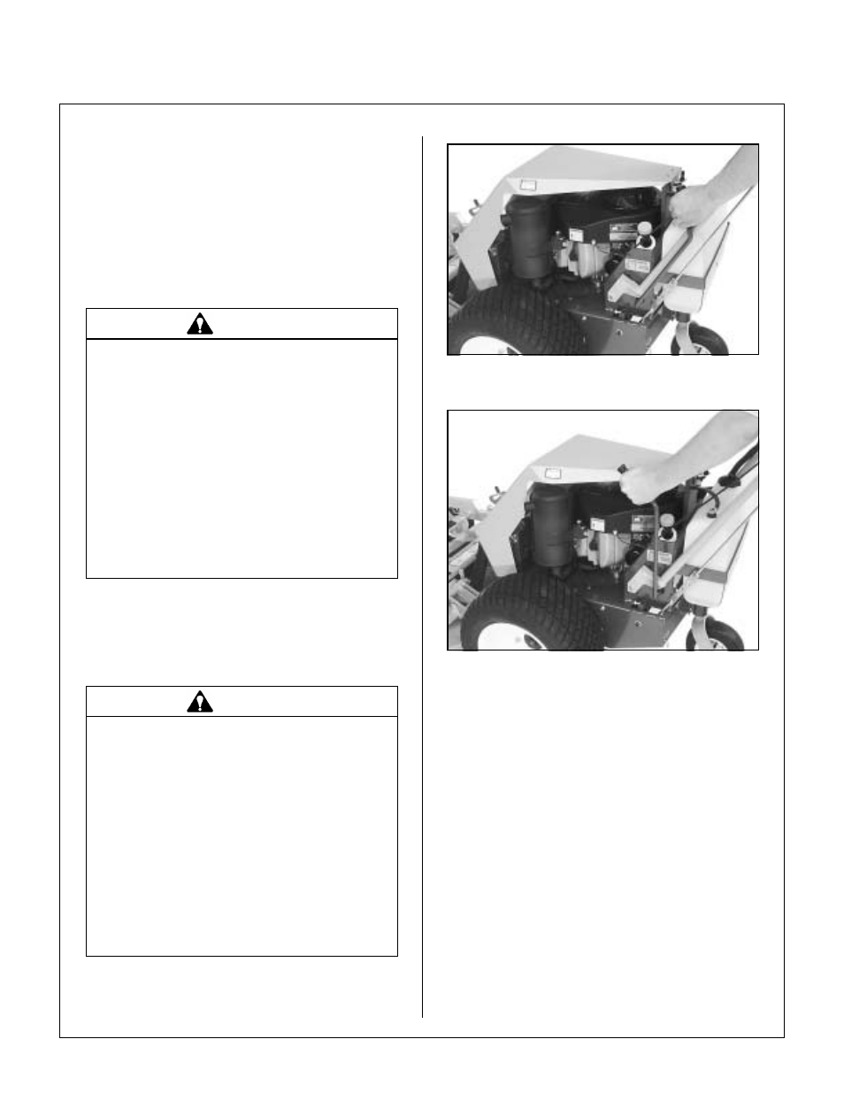 Engaging the mower, Blade clutch engaged, Blade clutch disengaged | Stopping the machine, Operating instructions | Walker MW 15 HP User Manual | Page 29 / 68