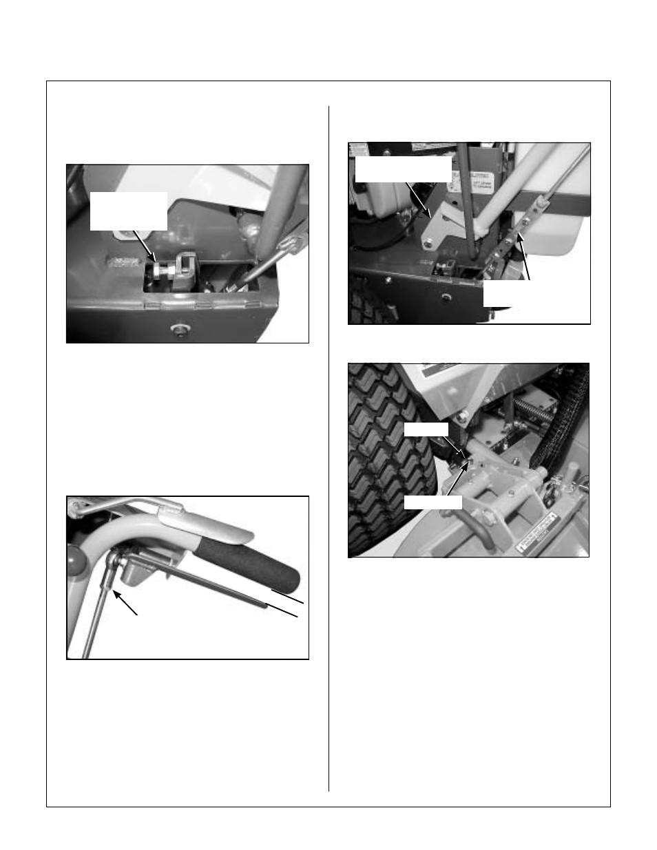 Tracking adjustment, Control handle (pistol grip) adjustment - step 5, Pistol grip position adjustment | Handlebar height adjustment, Tilt-up deck adjustable stop, Maintenance instructions | Walker MW 15 HP User Manual | Page 50 / 68