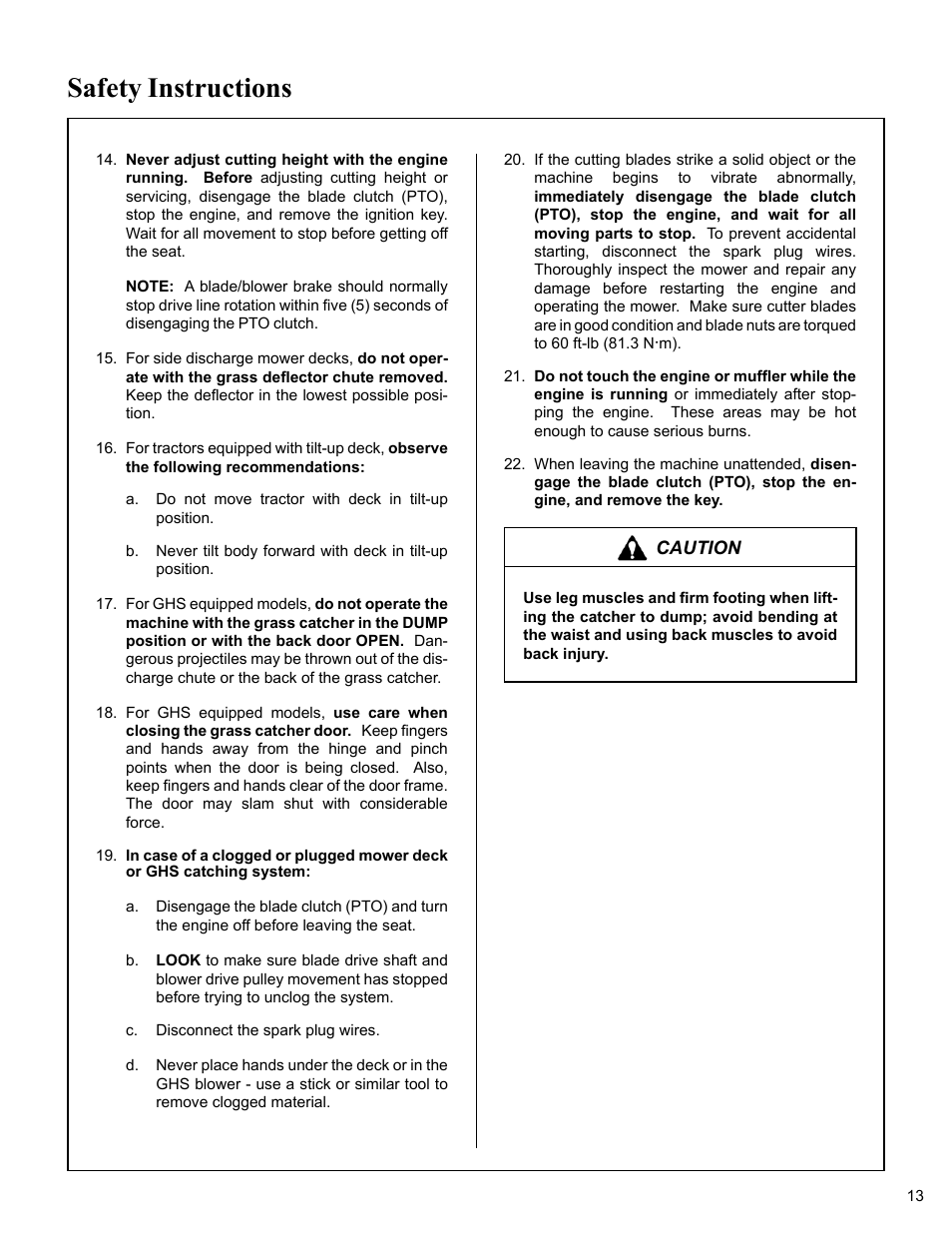 Safety instructions | Walker MC (20 HP) User Manual | Page 17 / 76