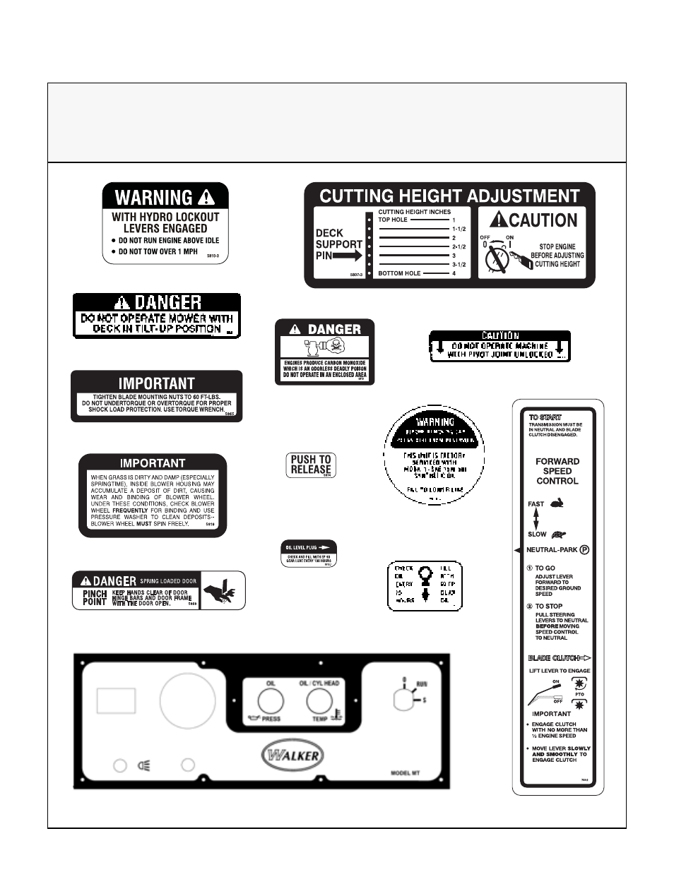 Safety, control, and instruction decals, Safety instructions | Walker MT User Manual | Page 23 / 92