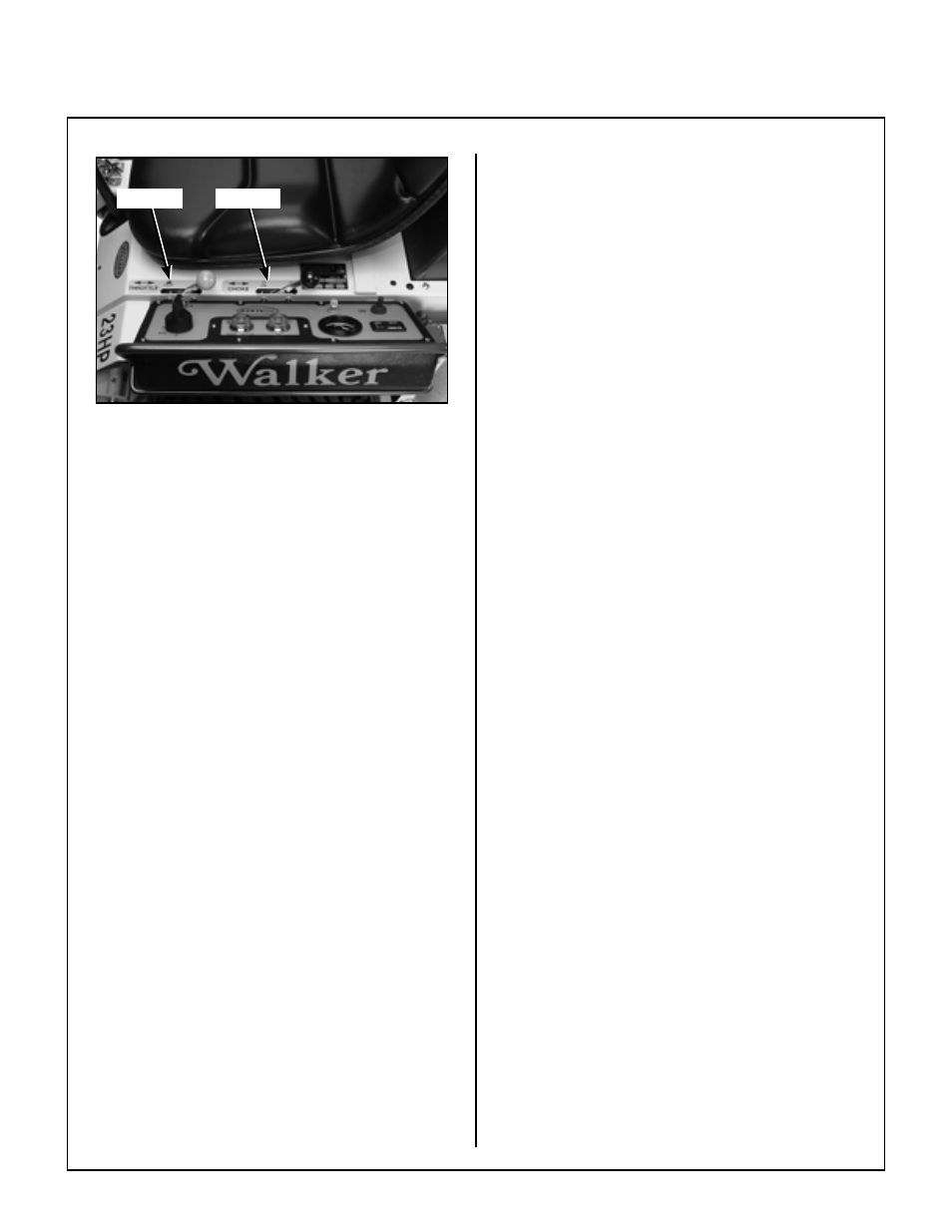 Choke and throttle location (mt and mtl), Engine throttle, Forward speed control (fsc) | Steering levers, Blade clutch (pto), Parking brake, Operating instructions | Walker MT User Manual | Page 34 / 92