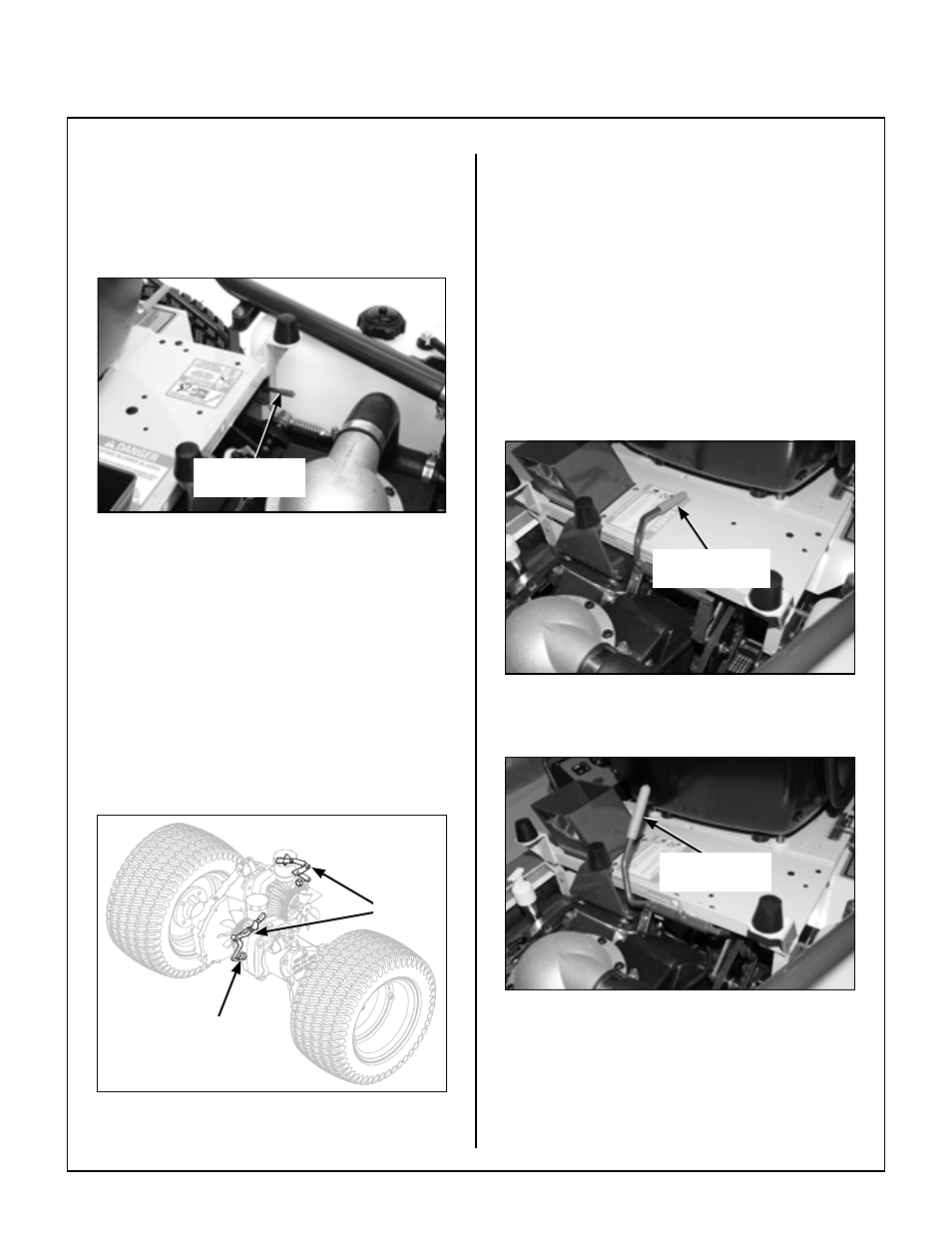 Front body latch release, Transmission lockout levers, Lockout lever location | Optional cold start lever cold start position, Operating instructions | Walker MT User Manual | Page 36 / 92