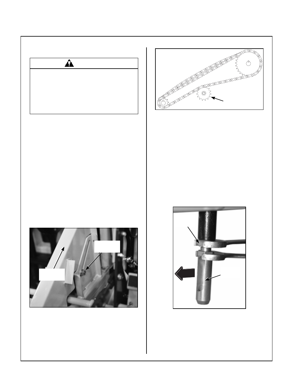 Adjustments, Drive chain tension, Drive chain adjustment | Proper drive chain tension, Tine ends, Tine end depth adjustment, Maintenance instructions | Walker PERFAERATORTM PA6685 User Manual | Page 16 / 28