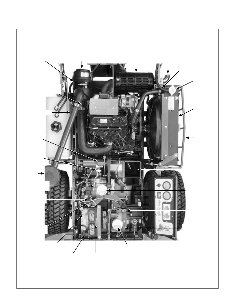 Top view (engine compartment), Component identification | Walker MDD (20.9 HP) User Manual | Page 13 / 92