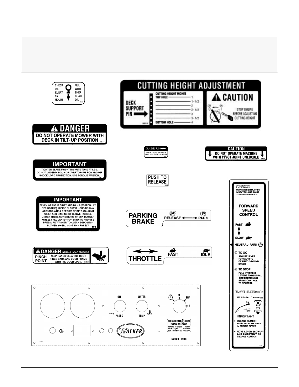 Safety, control, and instruction decals, Safety instructions | Walker MDD (20.9 HP) User Manual | Page 20 / 92