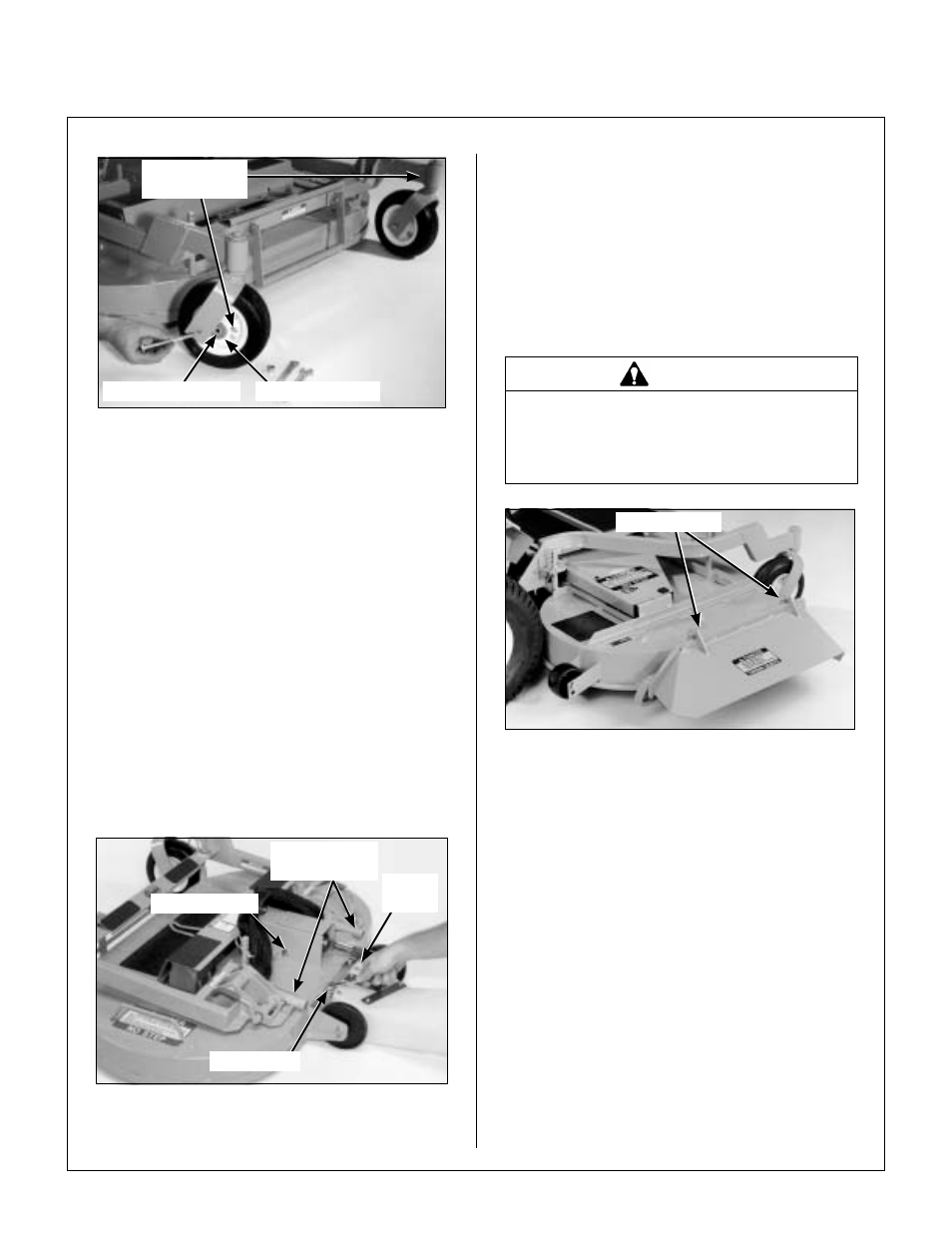 Deck caster wheels installation, Pto shaft guard installation, Tilt-up roller wheel installation | Assembly instructions | Walker MDD (20.9 HP) User Manual | Page 23 / 92