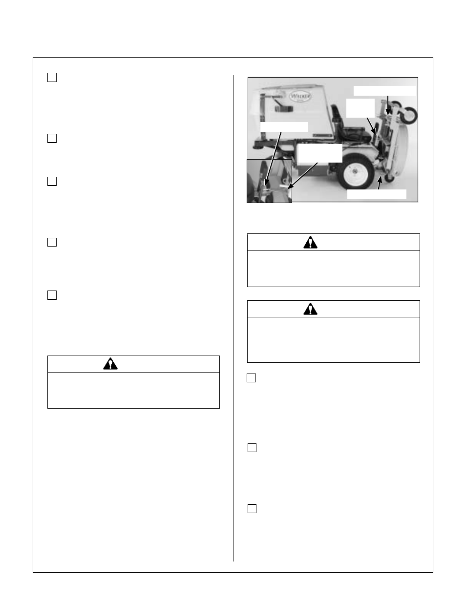 Deck secured in tilt-up position, Assembly instructions | Walker MDD (20.9 HP) User Manual | Page 28 / 92
