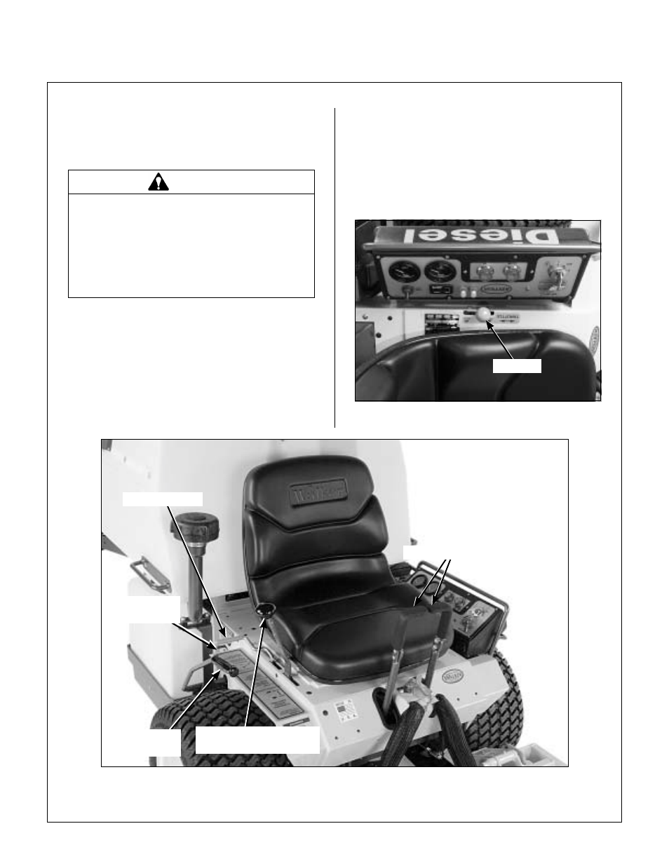 Operating instructions, Control identification, location, and function, Operating controls | Engine throttle, Throttle location | Walker MDD (20.9 HP) User Manual | Page 29 / 92