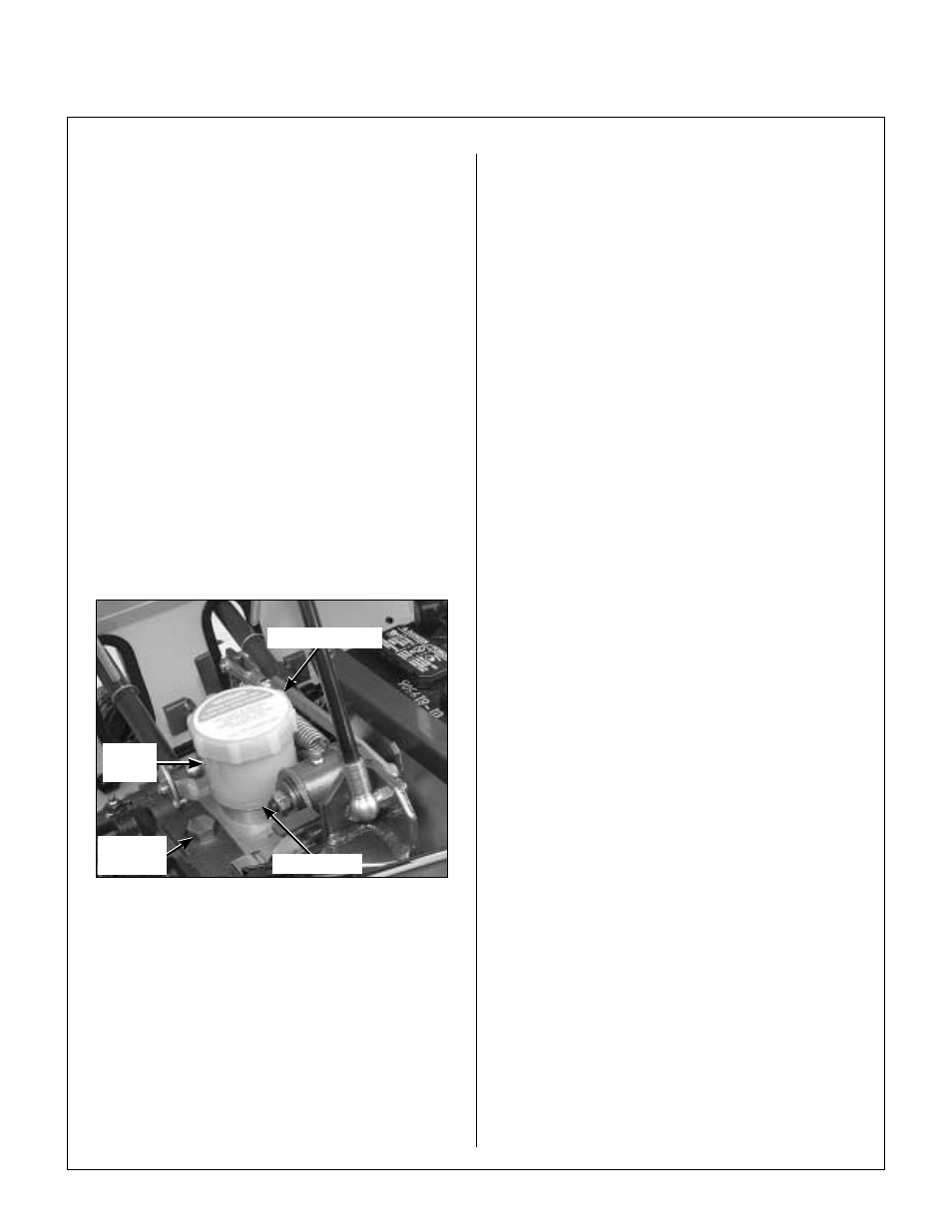 Hydrostatic transmission fluid, Checking hydrostatic transmission fluid level, Transmission reservoir and air bleed plug location | Changing hydrostatic transmission fluid, Maintenance instructions | Walker MDD (20.9 HP) User Manual | Page 58 / 92