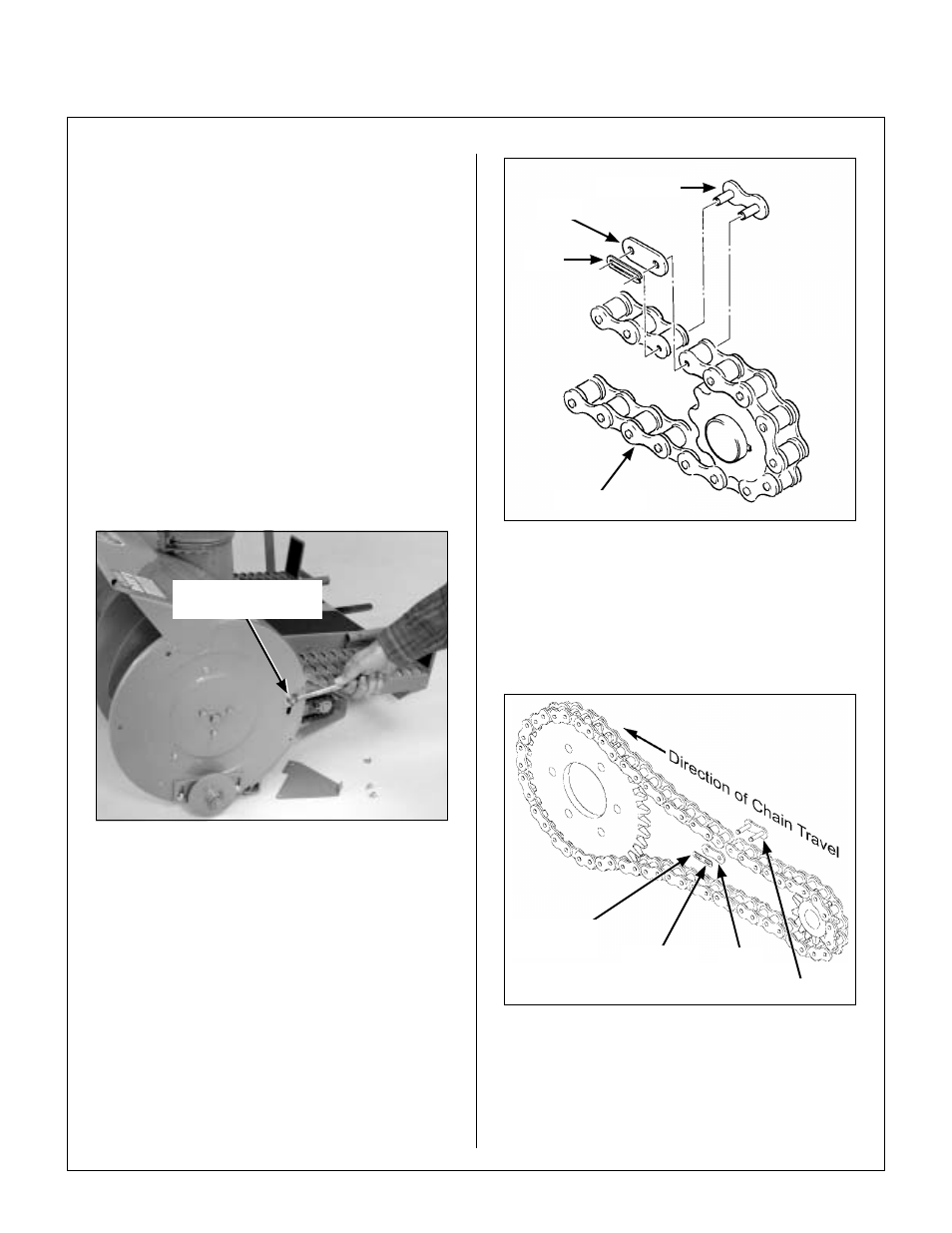 Drive chain, Loosen chain tension, Remove master link | Proper master link clip installation, Maintenance instructions | Walker SB36 User Manual | Page 30 / 43