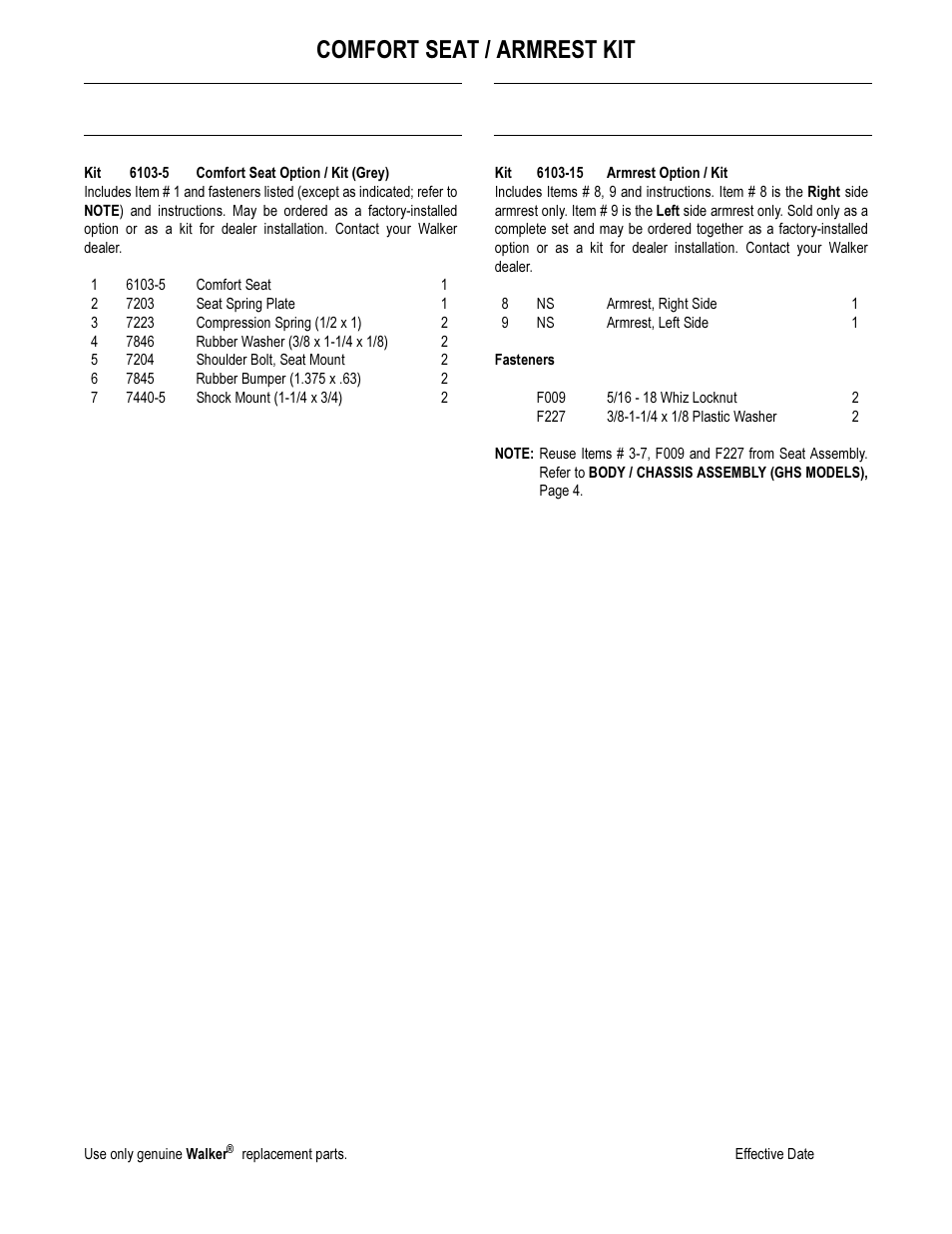 Comfort seat / armrest kit | Walker MS User Manual | Page 38 / 52