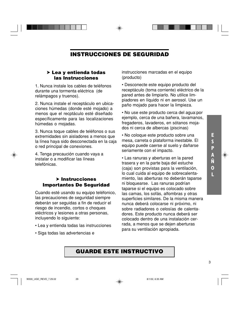 Guarde este instructivo | Walker W300 User Manual | Page 29 / 80