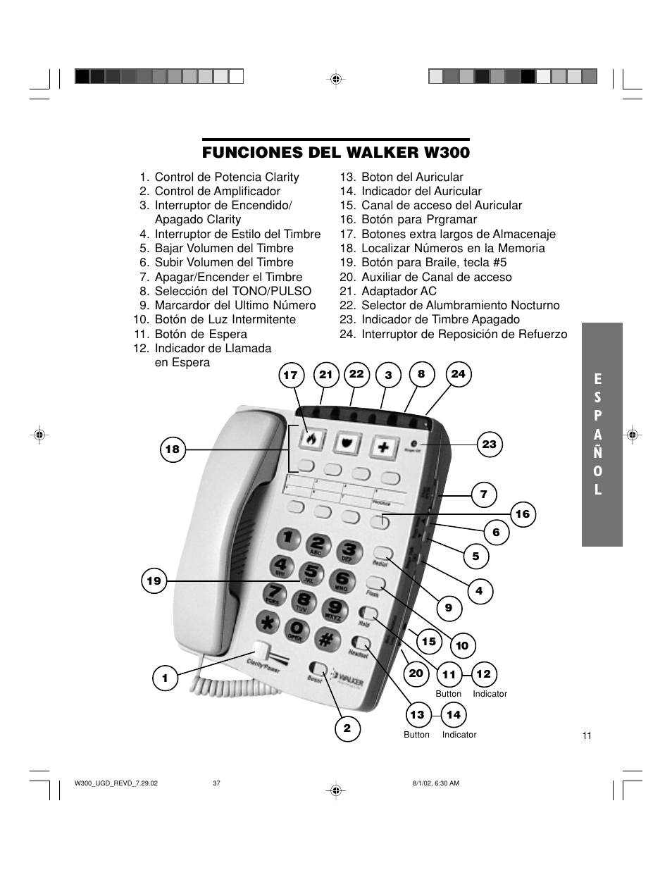 Funciones del walker w300 | Walker W300 User Manual | Page 37 / 80