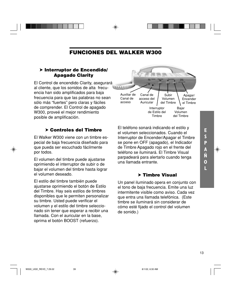 Funciones del walker w300 | Walker W300 User Manual | Page 39 / 80