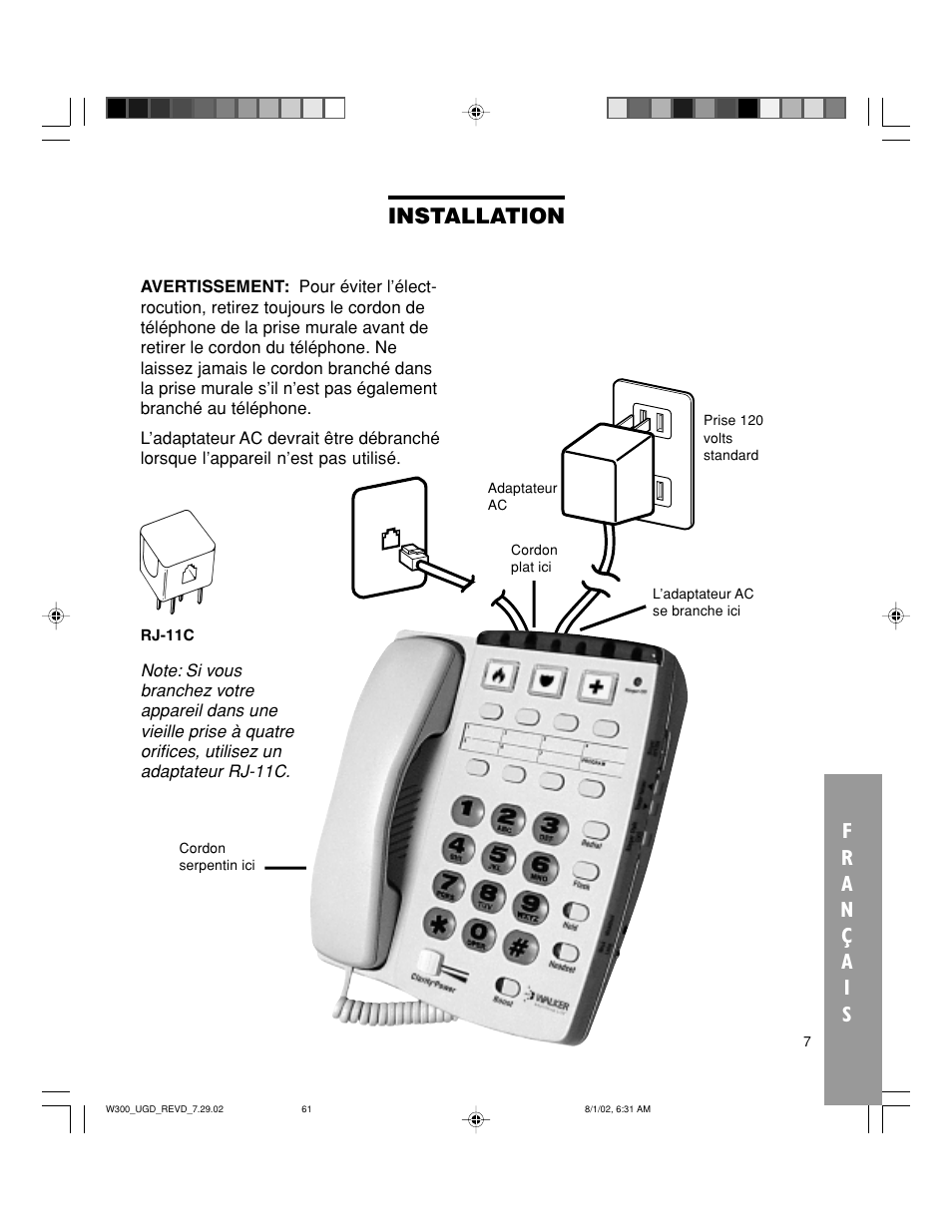 Installation | Walker W300 User Manual | Page 61 / 80