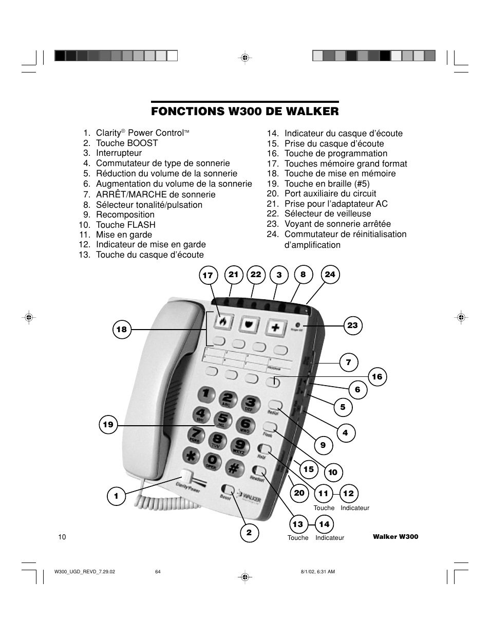 Fonctions w300 de walker | Walker W300 User Manual | Page 64 / 80