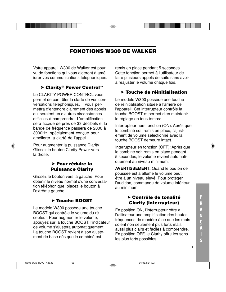 Walker W300 User Manual | Page 65 / 80