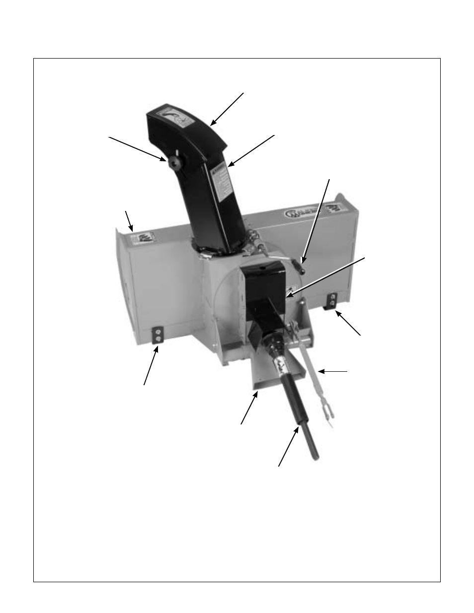 Two-stage snowblower rear view, Component identification | Walker IMPLEMENT HITCH SB6670 User Manual | Page 15 / 92