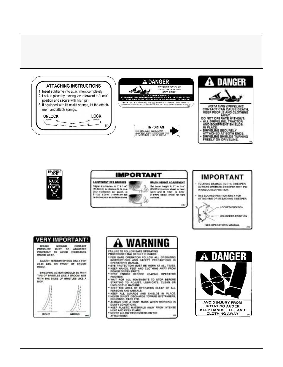 Safety, control, and instruction decals, Safety instructions | Walker IMPLEMENT HITCH SB6670 User Manual | Page 21 / 92