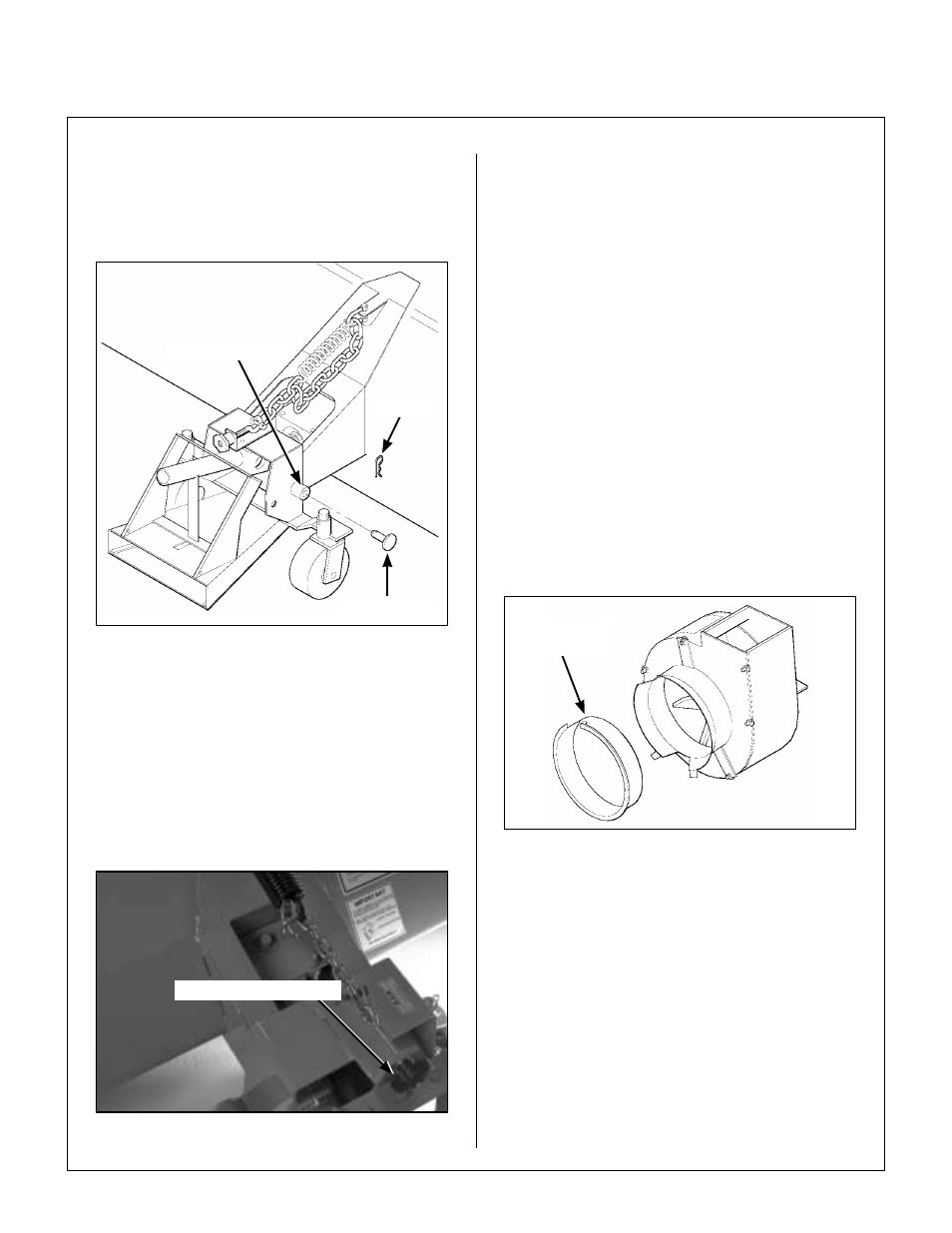 Lock stopper pin in place, Adjust brush to ground contact, Ghs blower intake cover | Optional gauge wheel installation, Assembly instructions | Walker IMPLEMENT HITCH SB6670 User Manual | Page 30 / 92