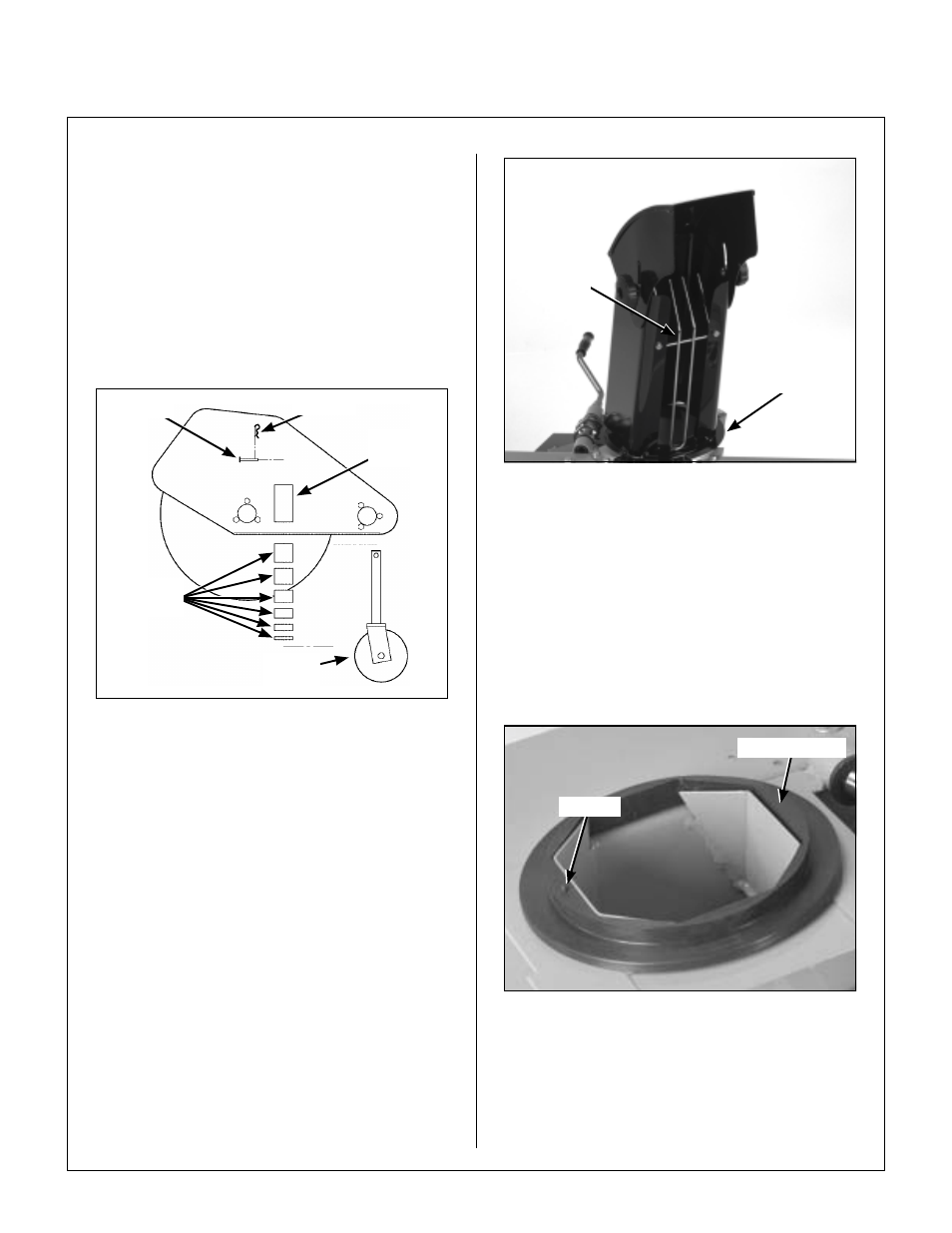 Optional gauge wheel installation, Two-stage snowblower, Snowblower assembly | Install hand guard on chute, Install plastic insert over chute base lip, Assembly instructions | Walker IMPLEMENT HITCH SB6670 User Manual | Page 31 / 92