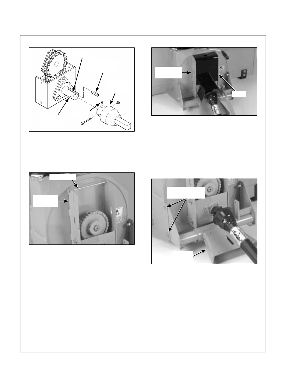 Attach drive shaft yoke to reduction shaft, Install bolt in reduction box, Install reduction box cover | Mount female hitch to snowblower, Assembly instructions | Walker IMPLEMENT HITCH SB6670 User Manual | Page 33 / 92