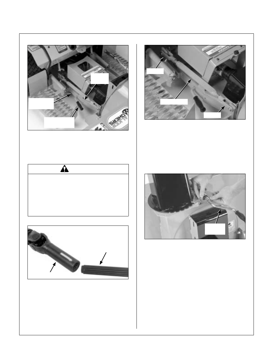 Attach snowblower to implement hitch, Connect driveline coupler to tractor pto, Attach parallel bar to female hitch | Insert rotation handle into rotation worm, Assembly instructions | Walker IMPLEMENT HITCH SB6670 User Manual | Page 34 / 92