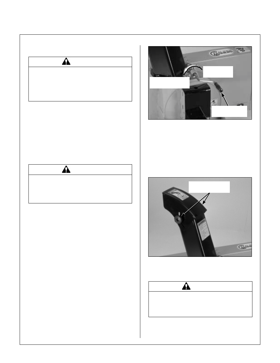 Operating instructions, Snow removal, Lawn thatching and leaf raking | Two-stage snowblower controls, Chute rotation handle, Deflector position control knobs, Two-stage snowblower operation, Raising and lowering the snowblower | Walker IMPLEMENT HITCH SB6670 User Manual | Page 38 / 92