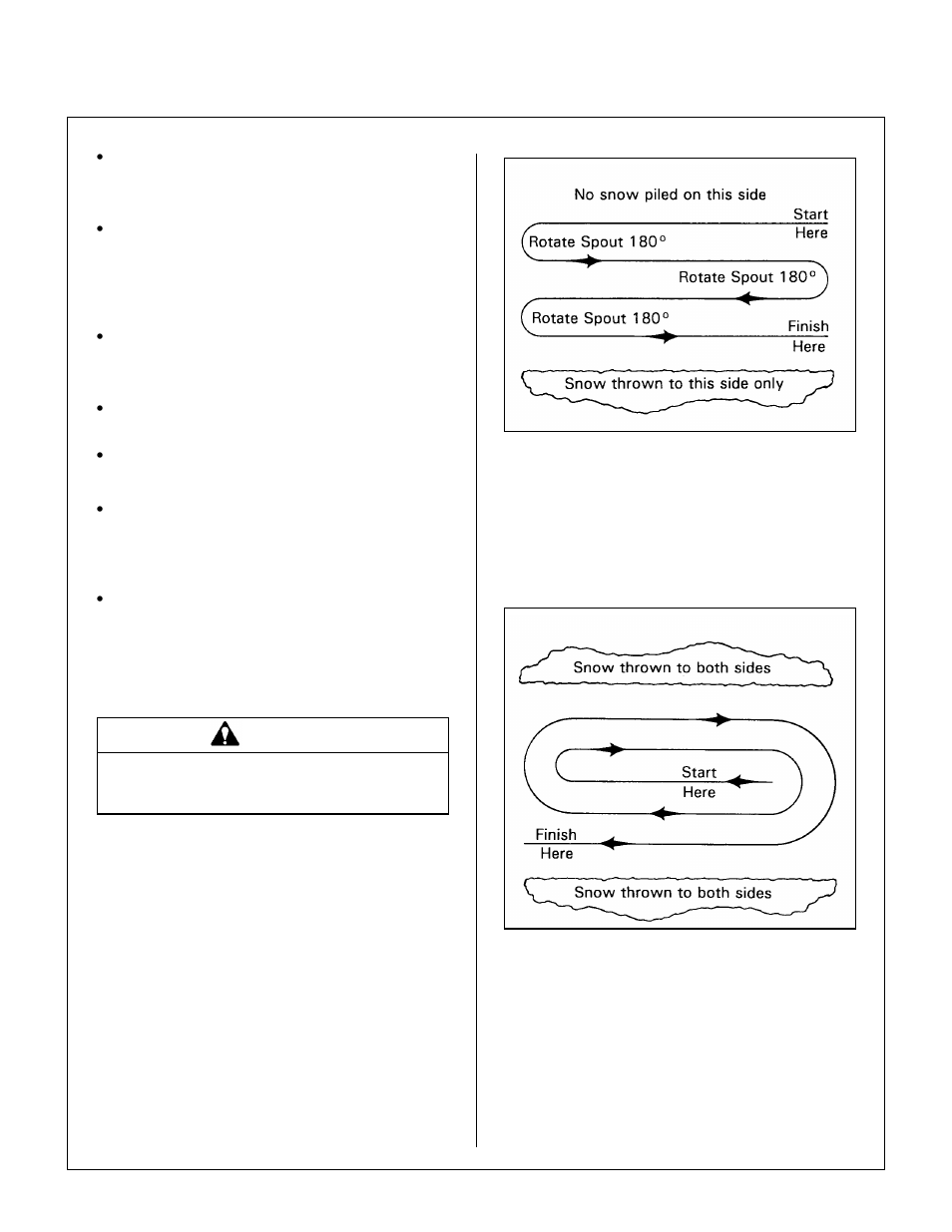 Removing snow, Throw snow to one side, Throw snow to both sides | Clogging checklist, Operating instructions | Walker IMPLEMENT HITCH SB6670 User Manual | Page 40 / 92