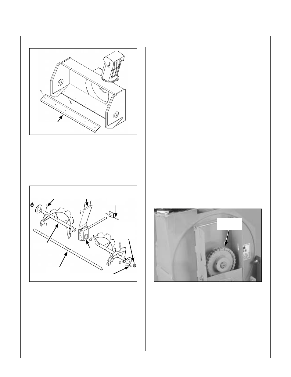 Snowblower cutting edge replacement, Two-stage snowblower gearbox, Replace snowblower gearbox | Two-stage snowblower reduction chain, Remove reduction box cover, Maintenance instructions | Walker IMPLEMENT HITCH SB6670 User Manual | Page 60 / 92