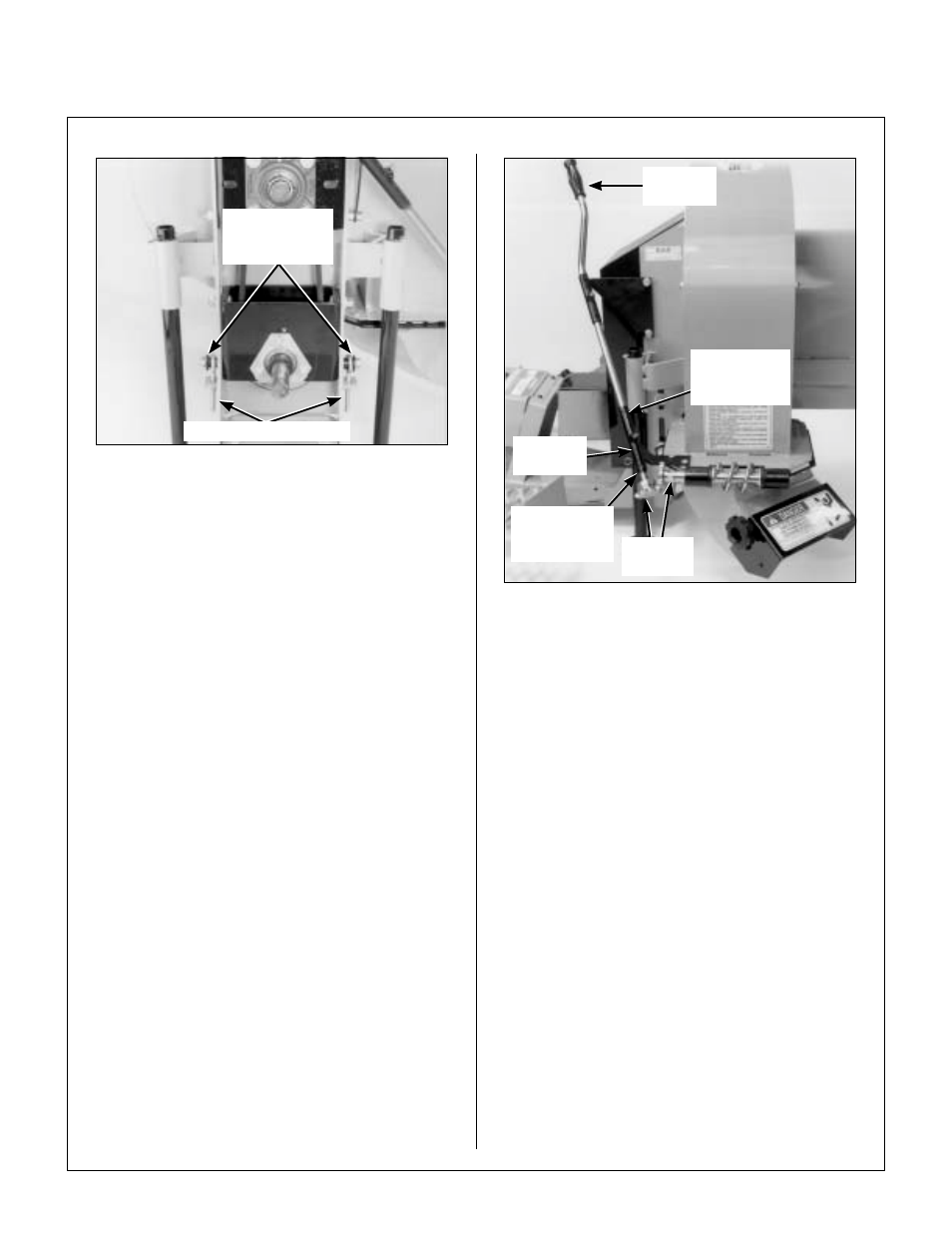 Drive belt tension adjustment, Debris blower rotation pinions, Debris blower rotation handle | Debris blower rotation pinions & handle adjustment, Maintenance instructions | Walker IMPLEMENT HITCH SB6670 User Manual | Page 66 / 92