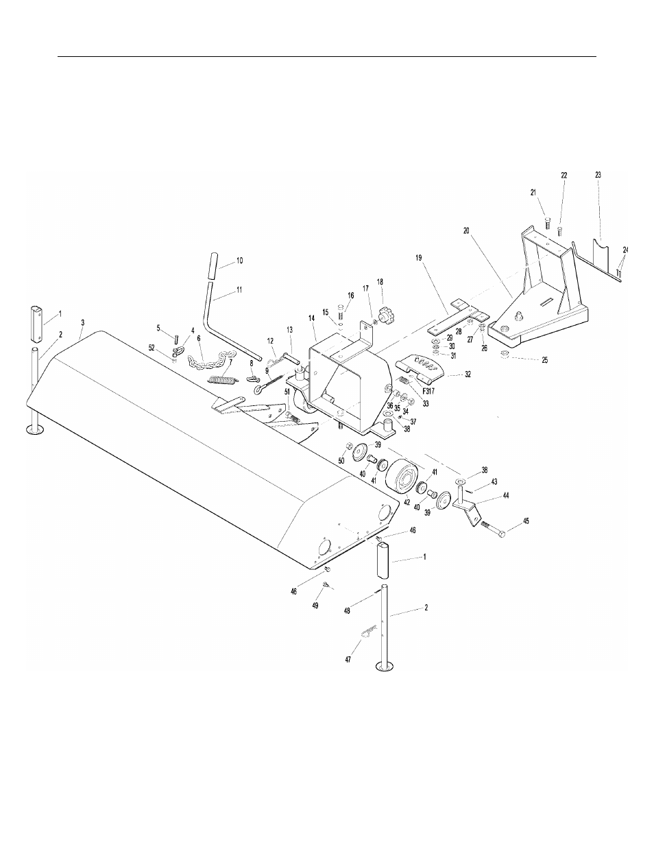 Rotary broom assembly, I385, Stand support bracket | I366, Parking stand, Housing (rad 661579), Clevis, 5/16-nc hex bolt, plated, I377, Chain, 3/16 x 15 | Walker IMPLEMENT HITCH SB6670 User Manual | Page 79 / 92