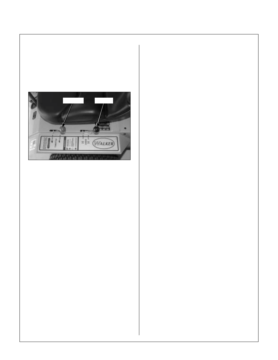 Engine throttle, Choke and throttle location, Forward speed control (fsc) | Steering levers, Blade clutch (pto), Parking brake, Operating instructions | Walker MS (13 HP) User Manual | Page 29 / 72