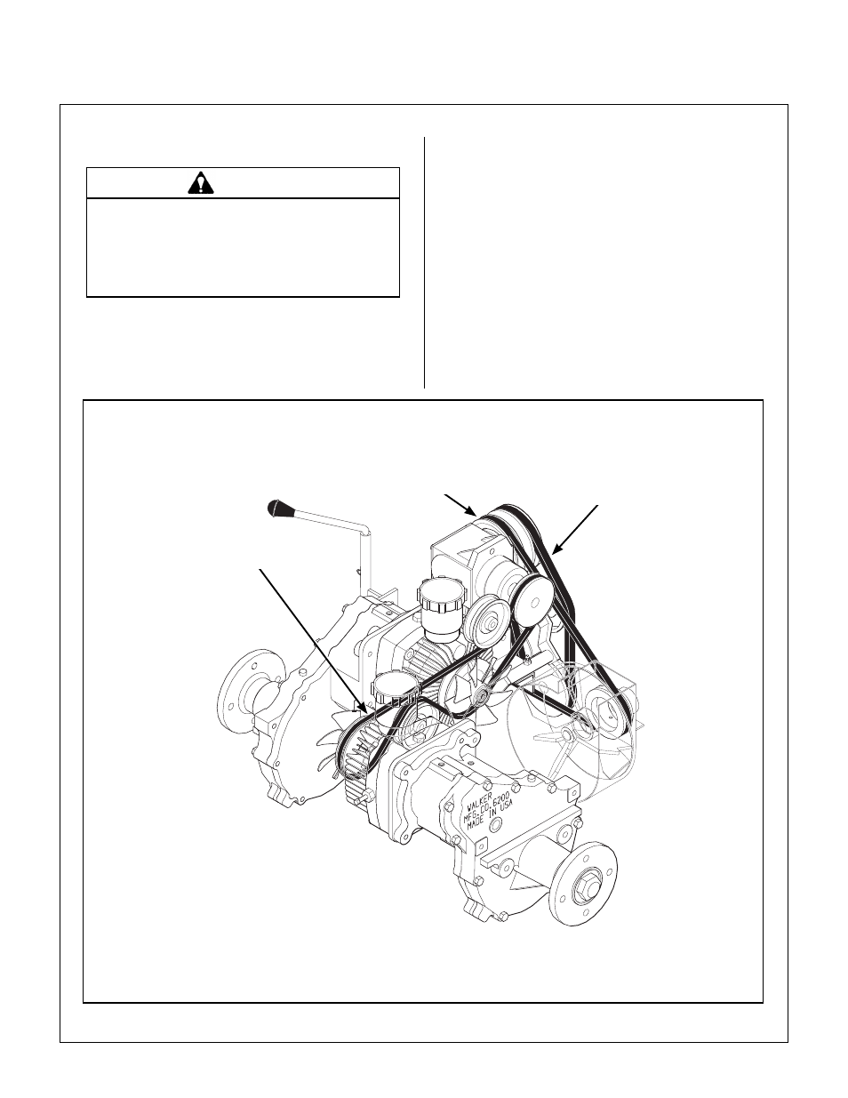 Replacing/repairing, Drive belts, Belt locations | Maintenance instructions | Walker MS (13 HP) User Manual | Page 61 / 72