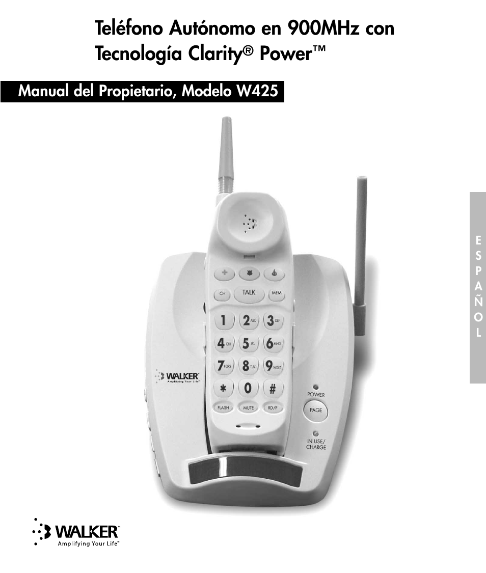 Teléfono autónomo en 900mhz con tecnología clarity, Power | Walker W425 User Manual | Page 28 / 78