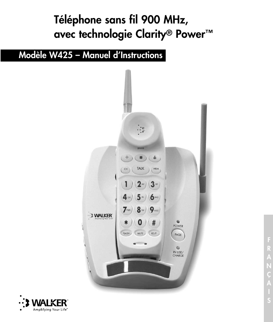 Power, Modèle w425 – manuel d’instructions | Walker W425 User Manual | Page 54 / 78