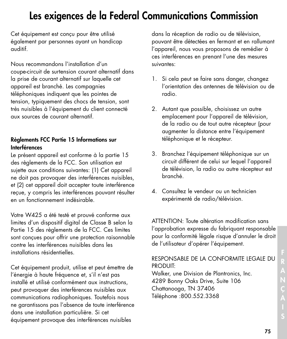 Walker W425 User Manual | Page 76 / 78