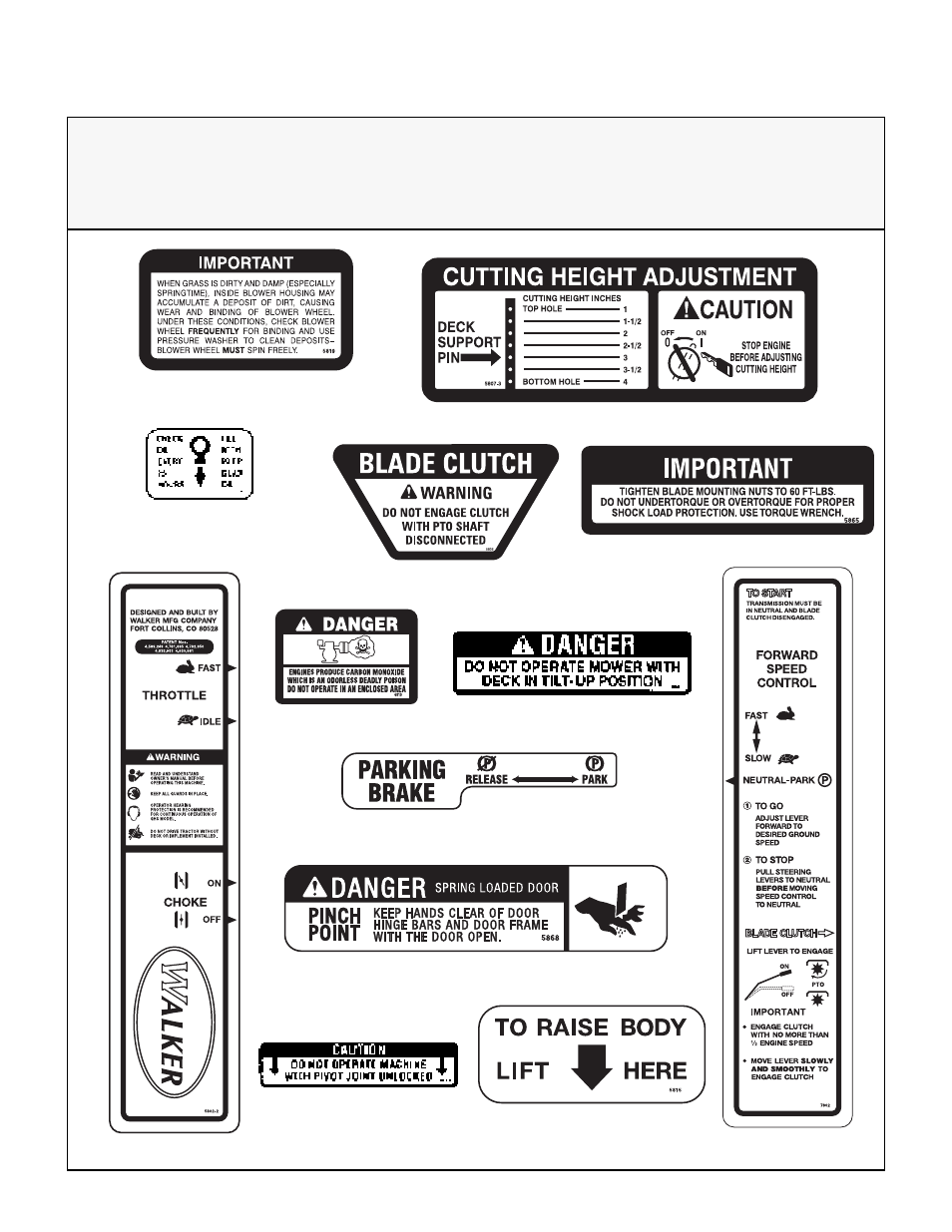 Safety, control, and instruction decals, Safety instructions | Walker MC (20 HP) User Manual | Page 19 / 72