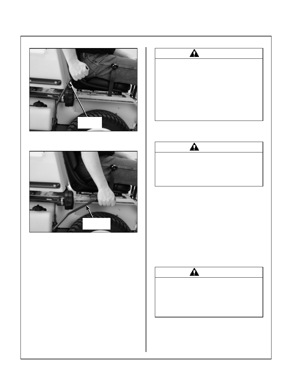 Blade clutch engaged, Blade clutch disengaged, Stopping the machine | Adjusting cutting height, Operating instructions | Walker MC (20 HP) User Manual | Page 35 / 72