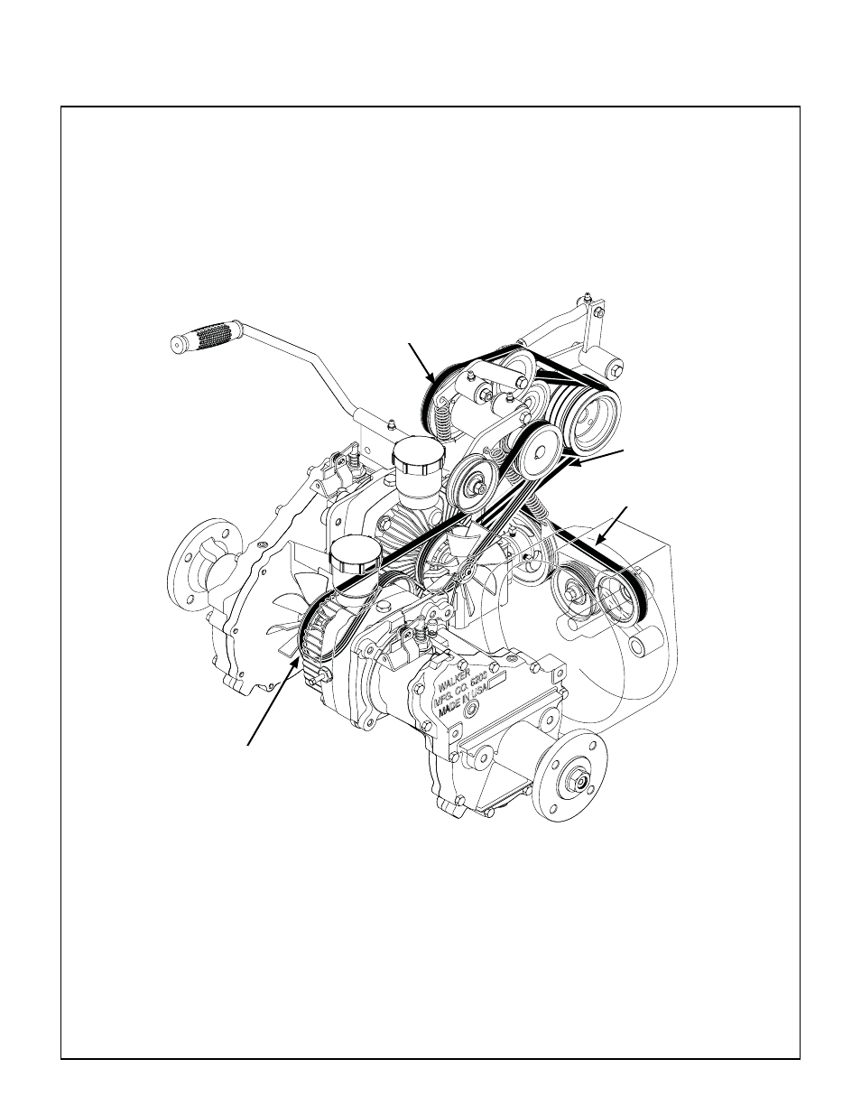 Belt locations, Maintenance instructions | Walker MC (20 HP) User Manual | Page 63 / 72