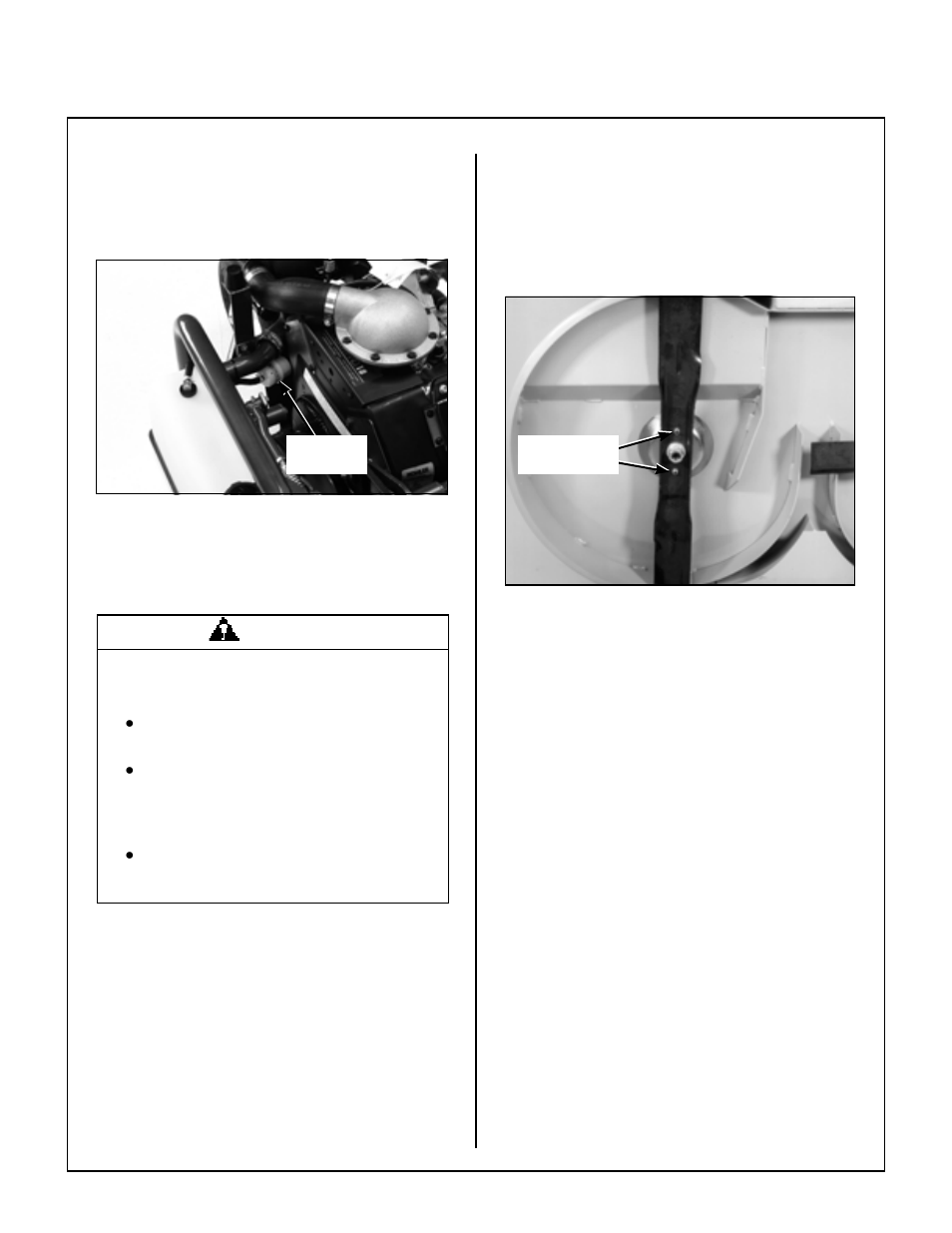 Fuel filter, Fuel filter location, Blade overload shear bolts | Cutting blade shear bolts, Maintenance instructions | Walker MC (20 HP) User Manual | Page 68 / 72