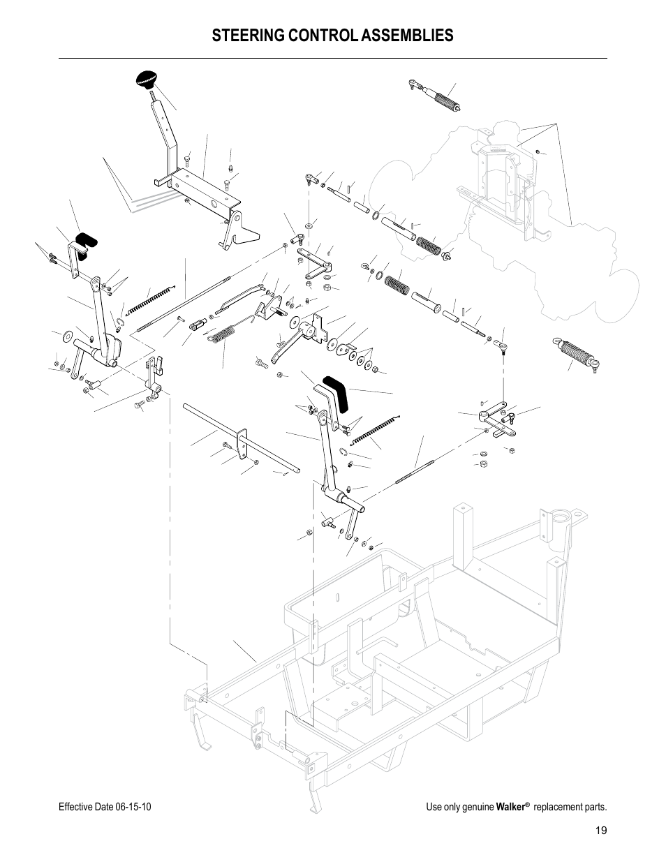 Steering control assemblies, Replacement parts | Walker MC (20 HP) User Manual | Page 21 / 60
