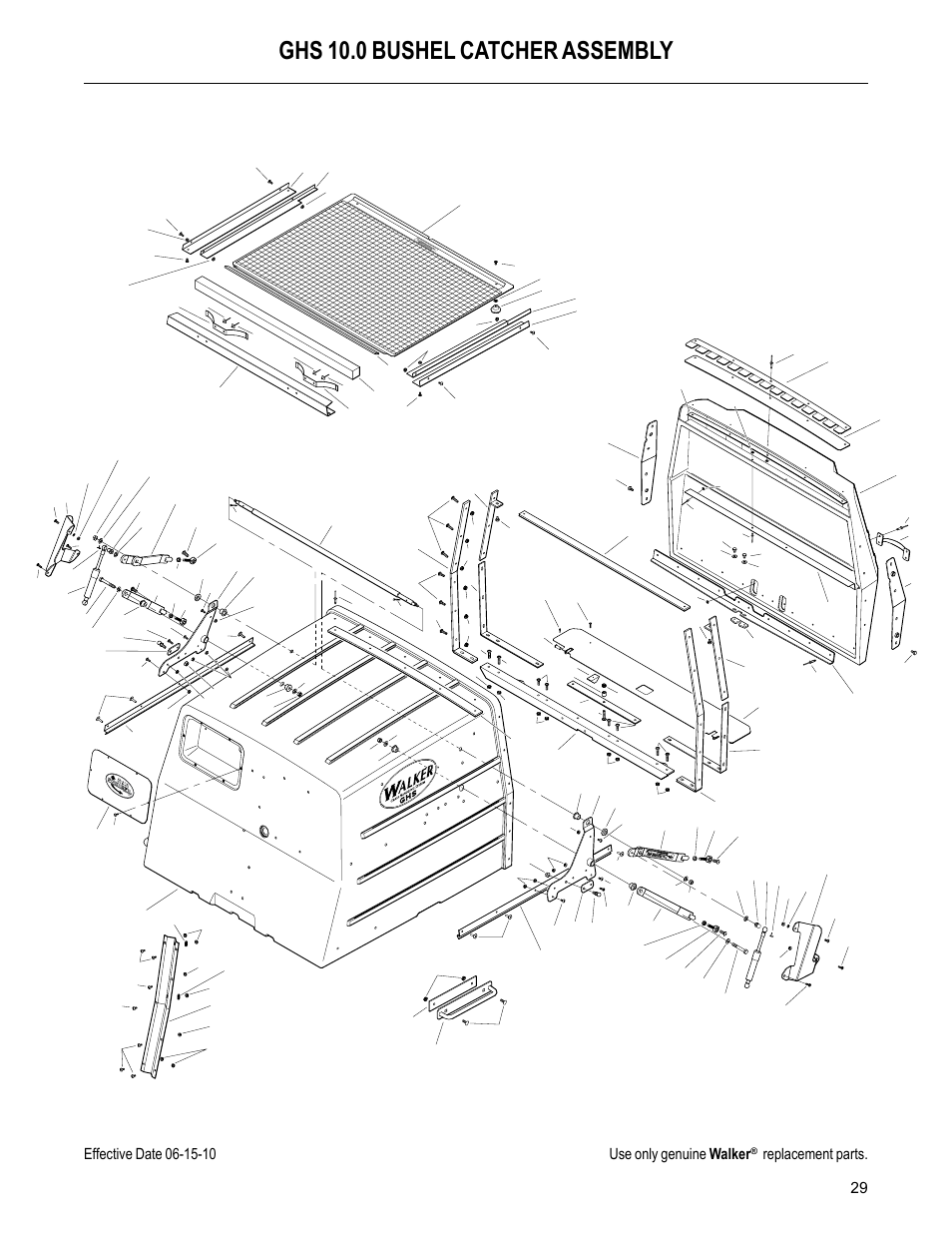 Ghs 10.0 bushel catcher assembly, Replacement parts | Walker MC (20 HP) User Manual | Page 31 / 60