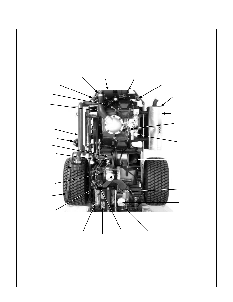 Top view (engine compartment), Component identification | Walker MC (18 HP) User Manual | Page 13 / 72