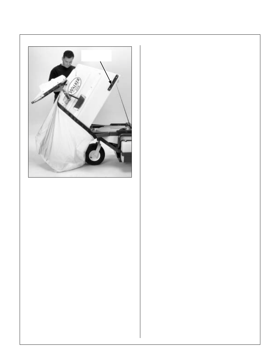 Dumping catcher into dump bag, Operating instructions | Walker MC (18 HP) User Manual | Page 44 / 72