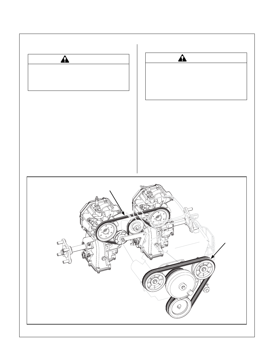 Blade brake action, Replacing/repairing, Drive belts | Belt locations, Maintenance instructions | Walker MB (18 HP) User Manual | Page 48 / 72